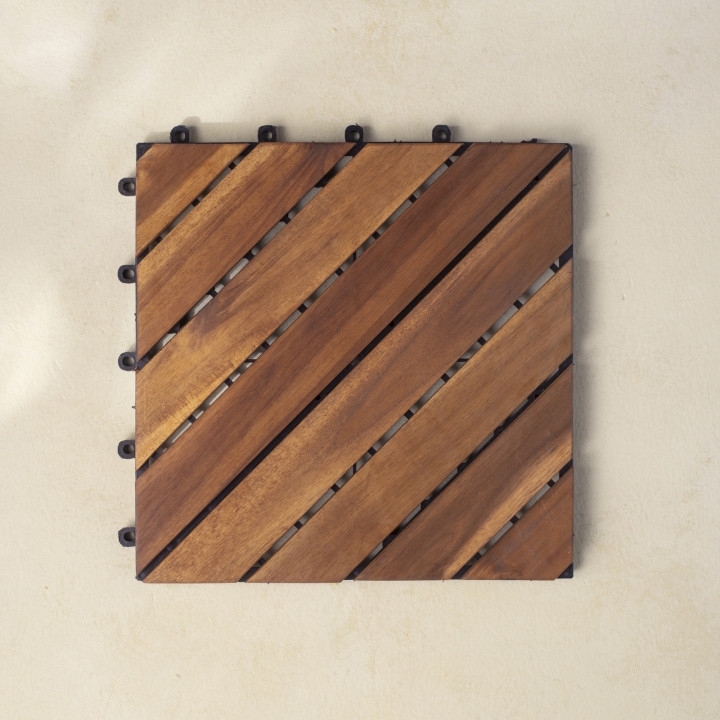 Wood Interlocking Diagonal 8-bar Tiles