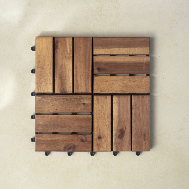 Wood Interlocking Basketweave Shape Tiles