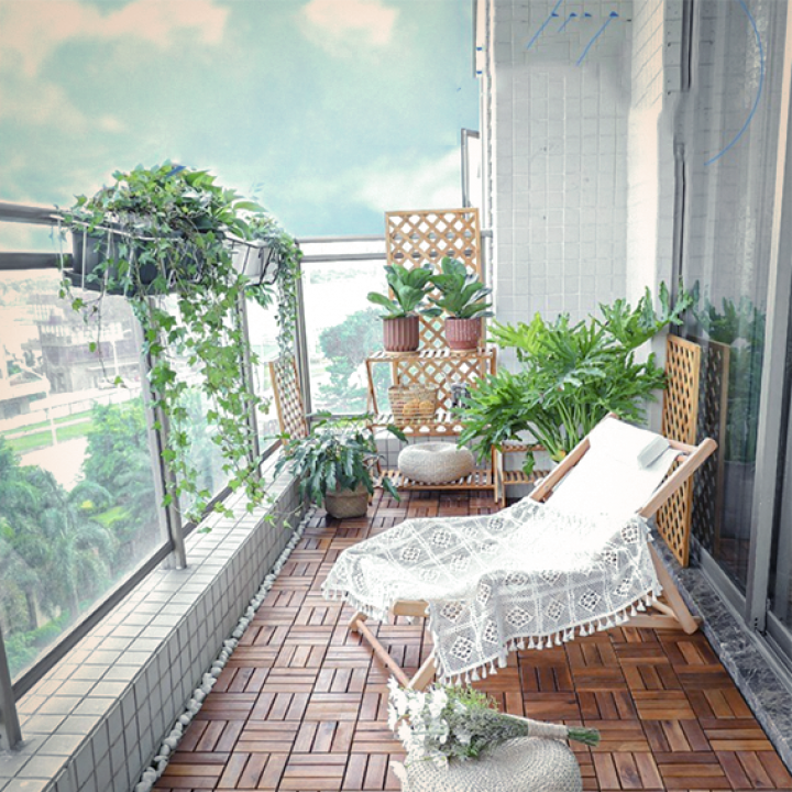 Wood Interlocking Basketweave Shape Tiles