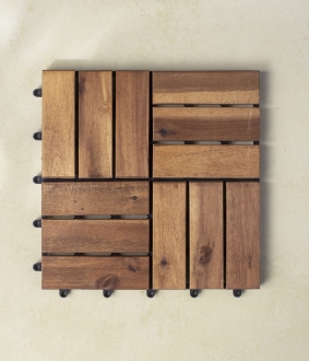 Wood Interlocking Basketweave Shape Tiles